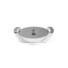 Polished Round Porcelain Dish With Stainless Steel Holder - Dia: 28 H: 6 cm