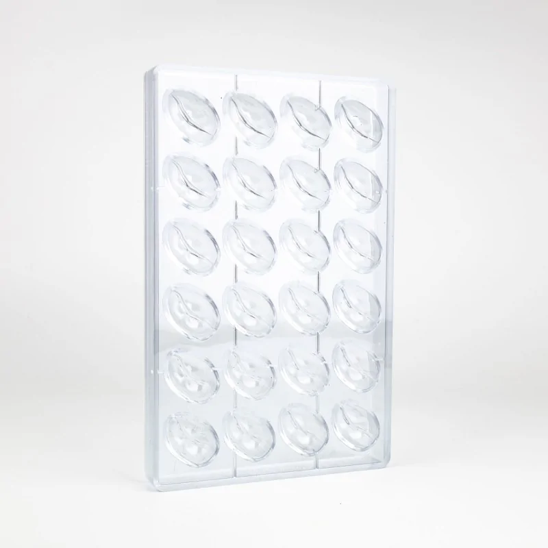Professional Polycarbonate Coffee Bean Chocolate Praline Mold - 38 mm x 25 mm h 14 mm - 8.5gr - 24 Cavities Professional Polycarbonate Coffee Bean Chocolate Praline Mold - 38 mm x 25 mm h 14 mm - 8.5gr - 24 Cavities