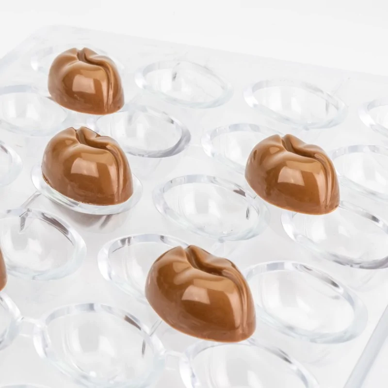 Professional Polycarbonate Coffee Bean Chocolate Praline Mold - 38 mm x 25 mm h 14 mm - 8.5gr - 24 Cavities Professional Polycarbonate Coffee Bean Chocolate Praline Mold - 38 mm x 25 mm h 14 mm - 8.5gr - 24 Cavities