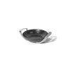 Polished Black Round Porcelain Dish With Stainless Steel Holder - Dia: 28 H: 6 cm
