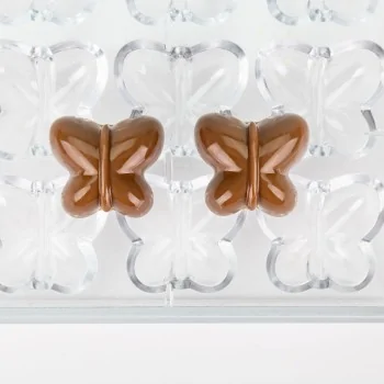 Professional Polycarbonate Mariposa Butterfly Chocolate Praline Mold - 30.5 mm x 34.5 mm h 14 mm - 9gr - 24 Cavities