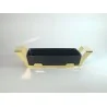 Polished Black Rectangular Porcelain Dish With Stainless Steel Holder - 33 X 19 H: 6.8 cm