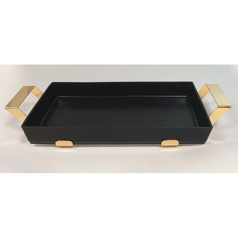 Polished Black Rectangular Porcelain Dish With Stainless Steel Holder - 54 X 33 H: 6.8 cm Polished Black Rectangular Porcelain Dish With Stainless Steel Holder - 54 X 33 H: 6.8 cm
