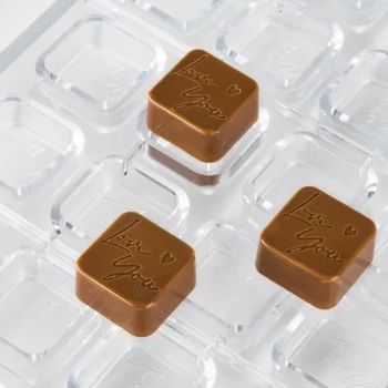 Professional Polycarbonate "Love You" Chocolate Mold - 28 mm x 28 mm h 14 mm - 11.5gr - 24 Cavities