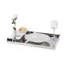 Polished Tray With 2 Porcelain Dishes and 1 Flower Vase - 46 x 33 cm H: 4 cm
