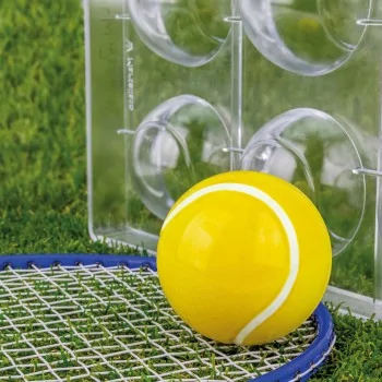 Professional Polycarbonate Ace Tennis Ball Chocolate Mold - ø 60 mm x h 30 mm - 65gr - 6 Cavities