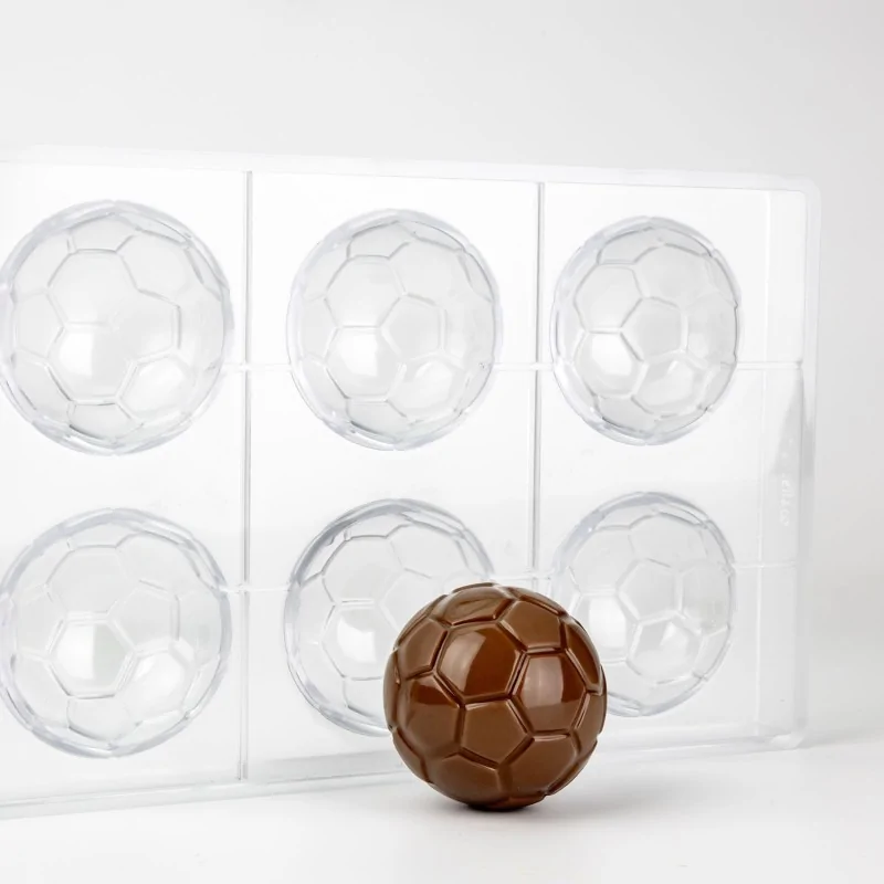 Professional Polycarbonate Goal Soccer Ball Chocolate Mold - ø 60 mm x h 30 mm - 65gr - 6 Cavities Professional Polycarbonate Goal Soccer Ball Chocolate Mold - ø 60 mm x h 30 mm - 65gr - 6 Cavities