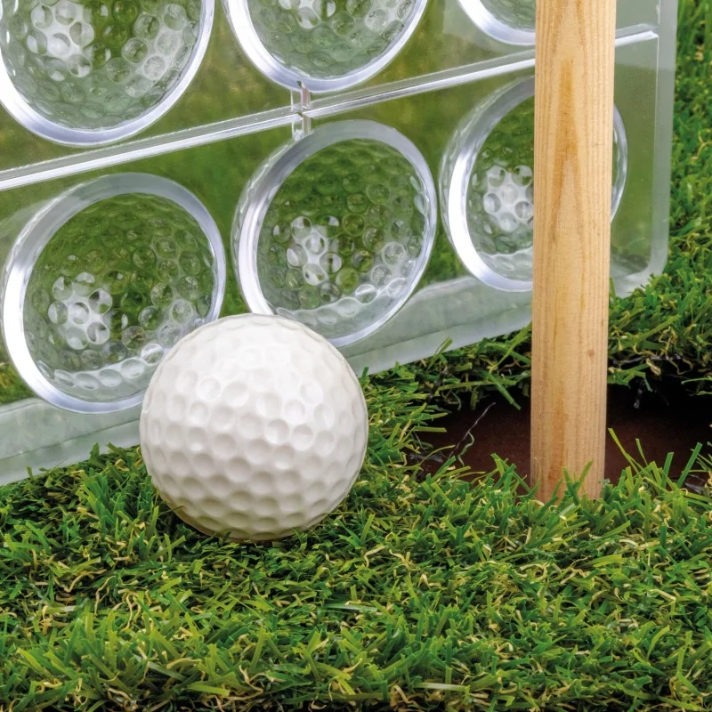 Professional Polycarbonate Golf Ball Chocolate Mold - ø 42 mm x h 21 mm - 22gr - 15 Cavities Professional Polycarbonate Golf Ball Chocolate Mold - ø 42 mm x h 21 mm - 22gr - 15 Cavities