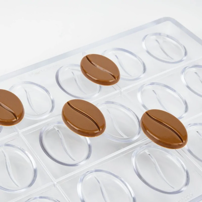Professional Polycarbonate Coffee Chocolate Napolitain Mold - 40 mm x 28 mm h 4 mm - 4gr - 18 Cavities