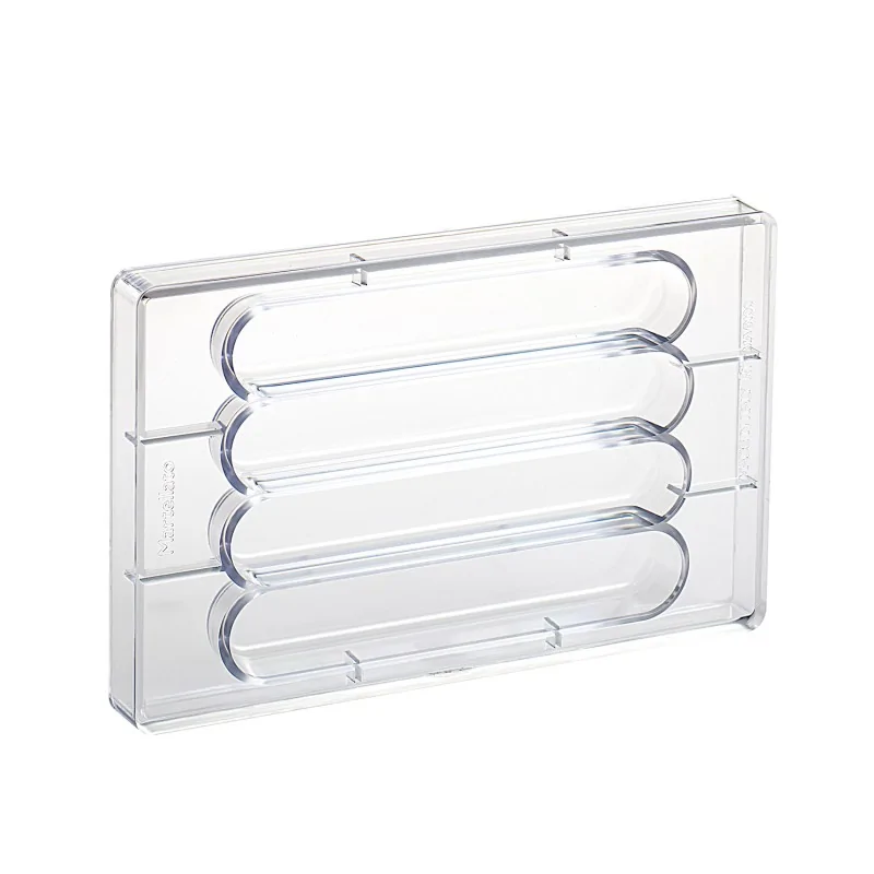 Professional Polycarbonate Chocolog - Flat Chocolate Snack Bar Mold - 198 mm x 35 mm h 23 mm -160gr - 4 Cavities Professional Polycarbonate Chocolog - Flat Chocolate Snack Bar Mold - 198 mm x 35 mm h 23 mm -160gr - 4 Cavities