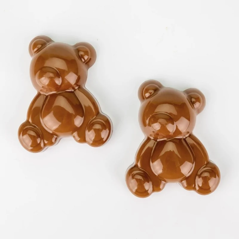 Professional Polycarbonate Mallow Teddy Bear Chocolate Mold - 80 mm x 64.5 mm x h 22.5 mm - 56gr - 6 Cavities Professional Polycarbonate Mallow Teddy Bear Chocolate Mold - 80 mm x 64.5 mm x h 22.5 mm - 56gr - 6 Cavities