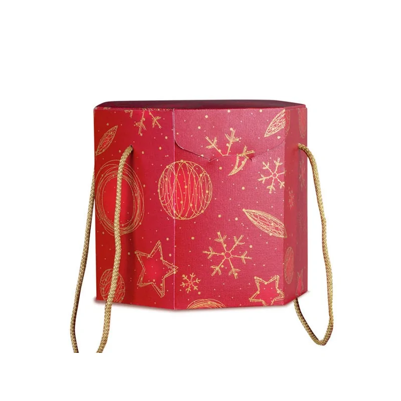 Red Holiday Cardboard Panettone Gift Box with Cotton Cord Handles - 210mm x 210mm x 210mm - Pack of 25 Red Holiday Cardboard Panettone Gift Box with Cotton Cord Handles - 210mm x 210mm x 210mm - Pack of 25