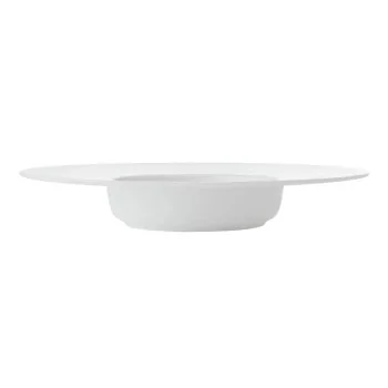 Mikasa Tendre White Bone China Wide Rim Deep Plate 11in, 13oz - Set of 16 pcs