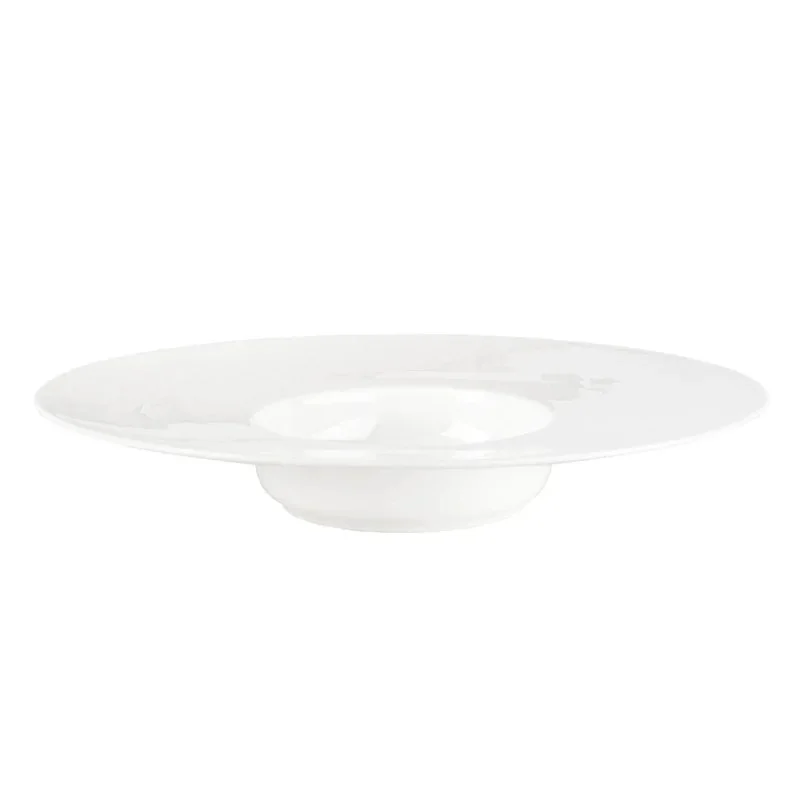 Mikasa Tendre White Bone China Wide Rim Deep Plate 9in, 4.7oz - Set of 16 pcs