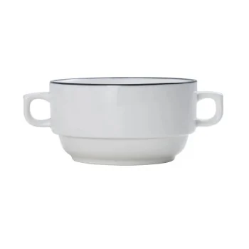Mikasa 4.9 13oz Crm Sp Cup Bstro Pin Black Porcelain - Set of 12