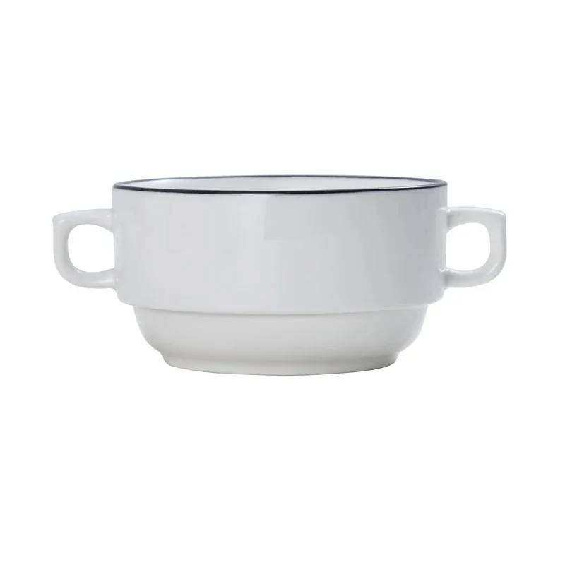 Mikasa 4.9 13oz Crm Sp Cup Bstro Pin Black Porcelain - Set of 12 Mikasa 4.9 13oz Crm Sp Cup Bstro Pin Black Porcelain - Set of 12