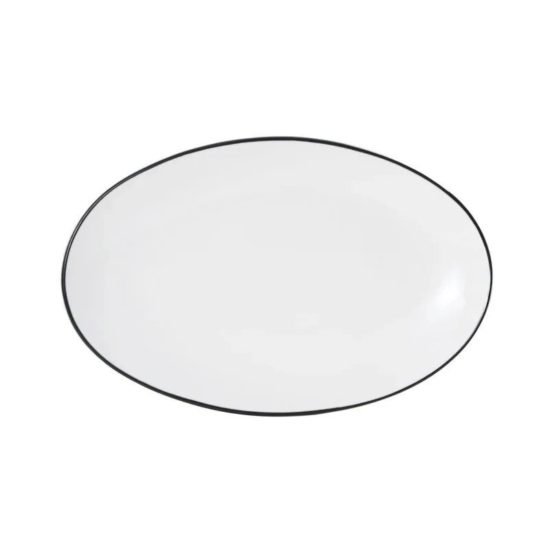Mikasa Bistro Pinstripe Oval Platter 13 x 8 Inch - Set of 12 pcs Mikasa Bistro Pinstripe Oval Platter 13 x 8 Inch - Set of 12 pcs