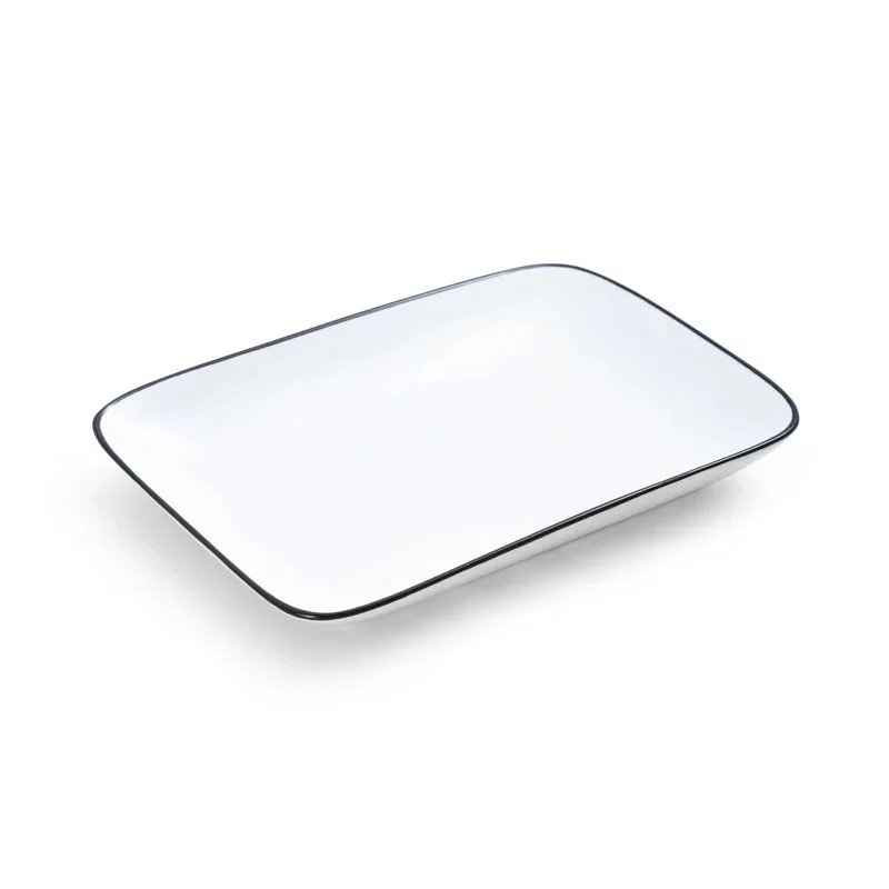 Mikasa Bistro Pinstripe Rectangular Platter 10 x 7 Inch - Set of 12 pcs Mikasa Bistro Pinstripe Rectangular Platter 10 x 7 Inch - Set of 12 pcs