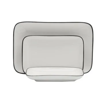 Mikasa Bistro Pinstripe Rectangular Platter 10 x 7 Inch - Set of 12 pcs