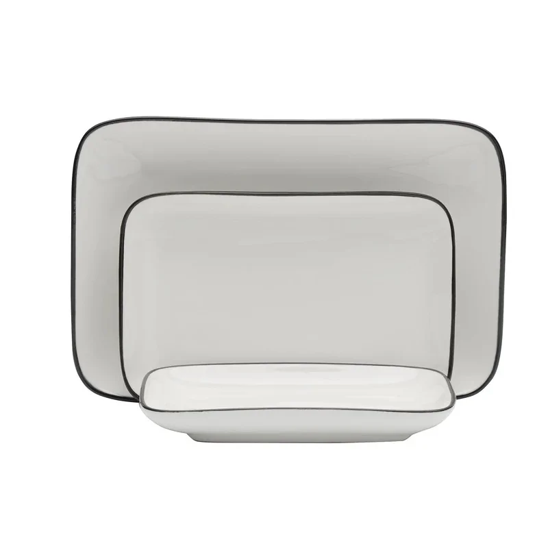 Mikasa Bistro Pinstripe Rectangular Platter 10 x 7 Inch - Set of 12 pcs Mikasa Bistro Pinstripe Rectangular Platter 10 x 7 Inch - Set of 12 pcs