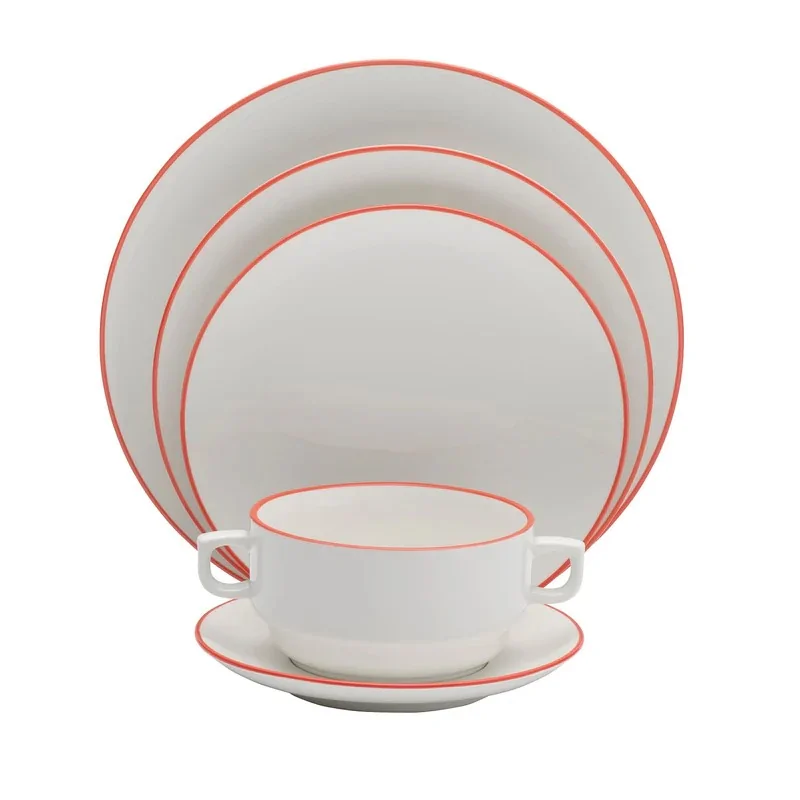 Mikasa Bistro Pinstripe Red Saucer – 6.75 Inch - Set of 6 Mikasa Bistro Pinstripe Red Saucer – 6.75 Inch - Set of 6