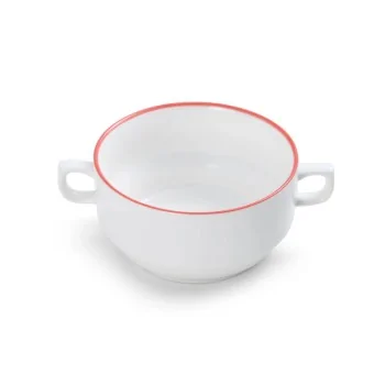 Mikasa 4.9 13oz Crm Sp Cup Bstro Pin Red Porcelain - Set of 12