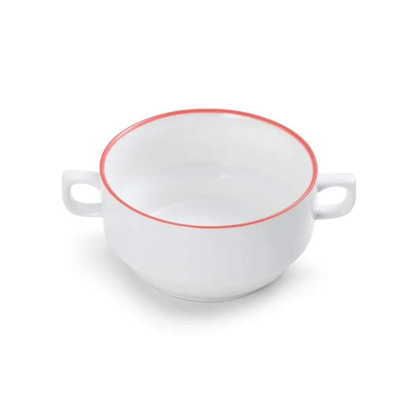 Mikasa 4.9 13oz Crm Sp Cup Bstro Pin Red Porcelain - Set of 12 Mikasa 4.9 13oz Crm Sp Cup Bstro Pin Red Porcelain - Set of 12