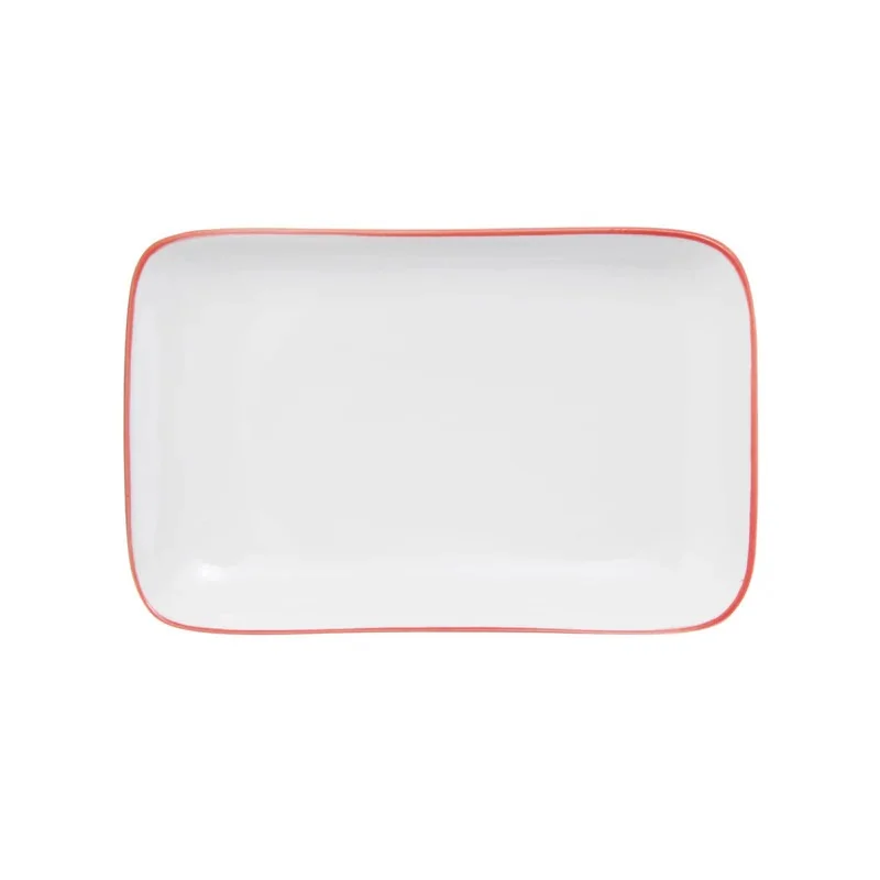 Mikasa 8 x 5 Rectangle Platter Bistro Pin Red Porcelain - Set of 24 pcs Mikasa 8 x 5 Rectangle Platter Bistro Pin Red Porcelain - Set of 24 pcs