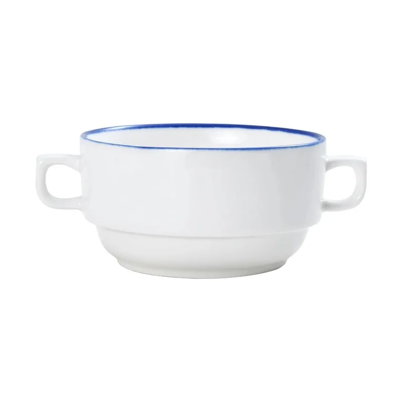 Mikasa 4.9 13oz Crm Sp Cup Bstro Pin Blu Porcelain - Set of 24 pcs Mikasa 4.9 13oz Crm Sp Cup Bstro Pin Blu Porcelain - Set of 24 pcs