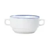 Mikasa 4.9 13oz Crm Sp Cup Bstro Pin Blu Porcelain - Set of 24 pcs