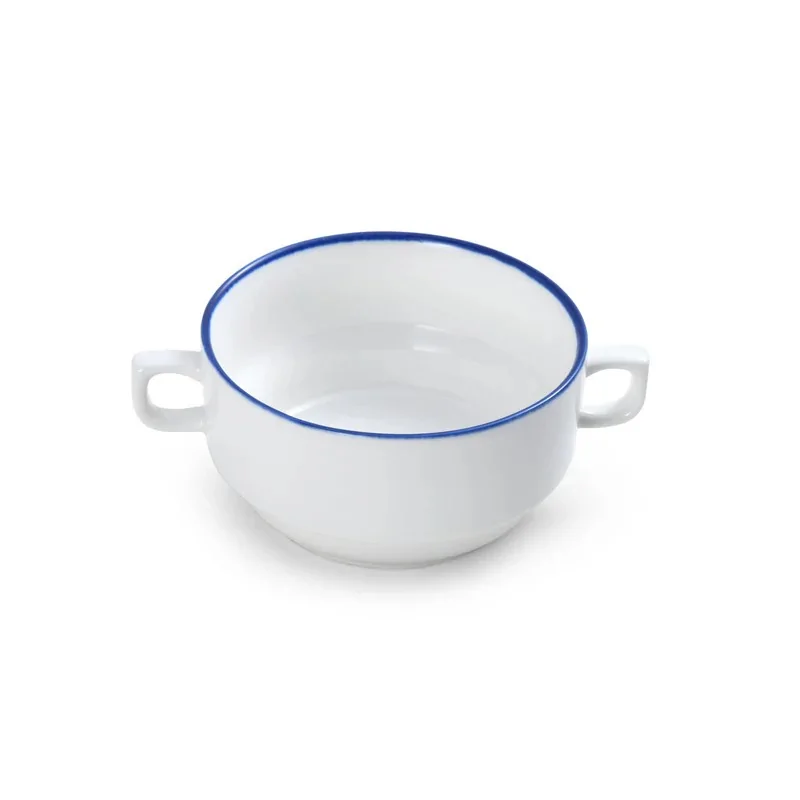 Mikasa 4.9 13oz Crm Sp Cup Bstro Pin Blu Porcelain - Set of 24 pcs Mikasa 4.9 13oz Crm Sp Cup Bstro Pin Blu Porcelain - Set of 24 pcs