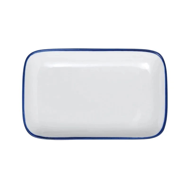 Mikasa 7 x 4In Rectangle Platter Bistro Blu Pin Porcelain - Set of 24 pcs
