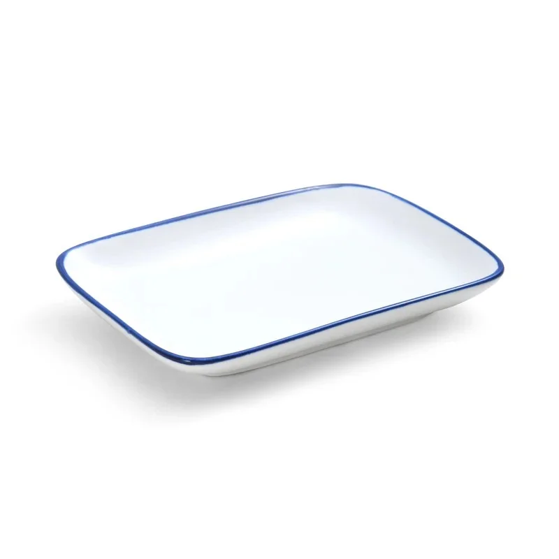 Mikasa 7 x 4In Rectangle Platter Bistro Blu Pin Porcelain - Set of 24 pcs