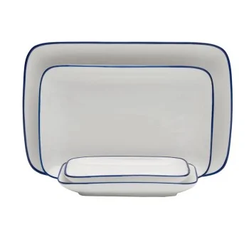 Mikasa 7 x 4In Rectangle Platter Bistro Blu Pin Porcelain - Set of 24 pcs