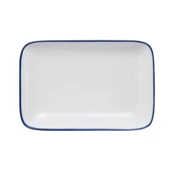 Mikasa Bistro Pinstripe Blue Rectangular Platter 10 x 7 Inch - Set of 12 pcs