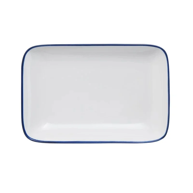 Mikasa Bistro Pinstripe Blue Rectangular Platter 10 x 7 Inch - Set of 12 pcs