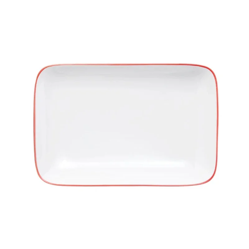 Mikasa Bistro Pinstripe Red Rectangular Platter 10 x 7 Inch - Set of 12 pcs Mikasa Bistro Pinstripe Red Rectangular Platter 10 x 7 Inch - Set of 12 pcs
