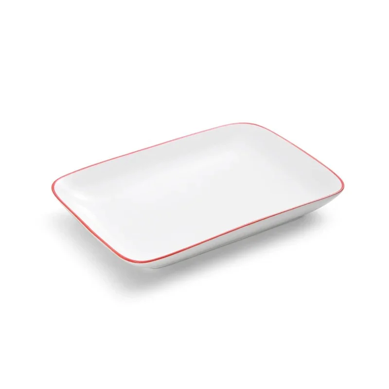 Mikasa Bistro Pinstripe Red Rectangular Platter 10 x 7 Inch - Set of 12 pcs Mikasa Bistro Pinstripe Red Rectangular Platter 10 x 7 Inch - Set of 12 pcs
