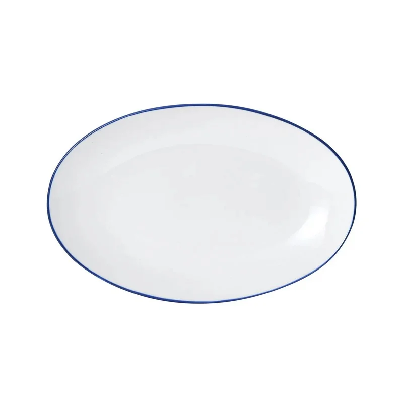 Mikasa Bistro Pinstripe Blue Oval Platter 13 x 8 Inch - Set of 12 pcs
