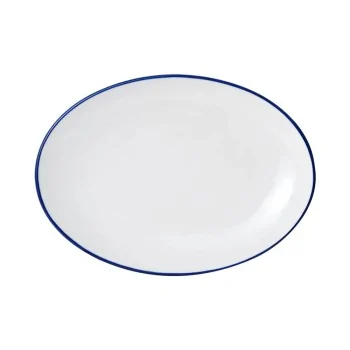 Mikasa Bistro Pinstripe Blue Oval Platter 16 x 11 Inch - Set of 6 pcs