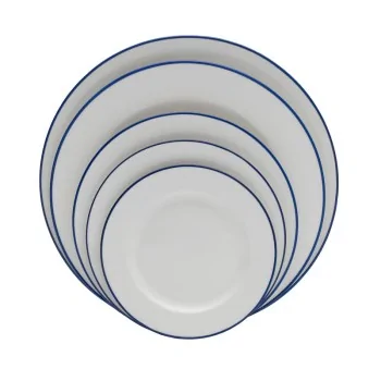 Mikasa Bistro Pinstripe Blue Wide Rim Plate 8 Inch - Set of 36 pcs