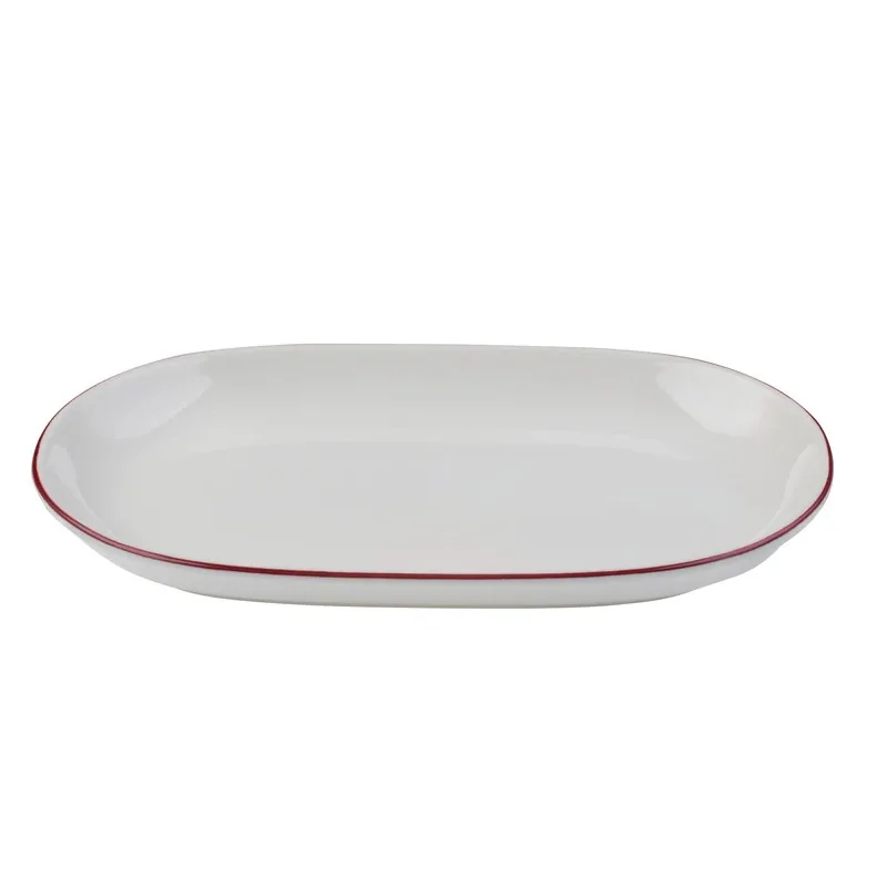 ID Fine Modest Maroon Oval Platter 14 x 9 Inch - Set of 6 pcs
