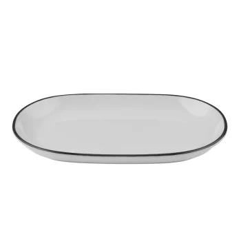 ID Fine Modest Black Oval Platter 13 x 8 Inch - Set of 6 pcs
