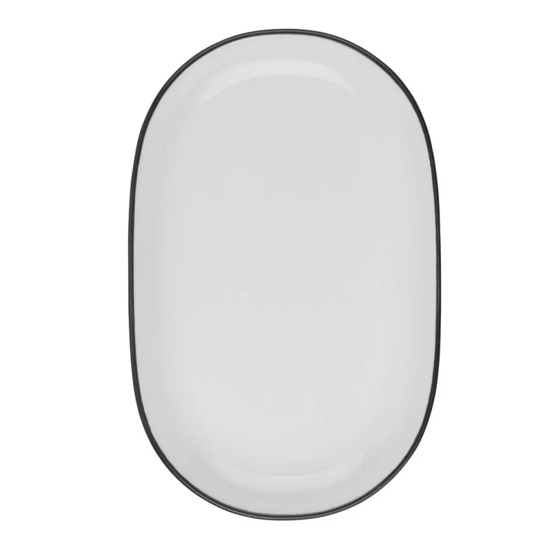 ID Fine Modest Black Oval Platter 11 x 7 Inch - Set of 6 pcs