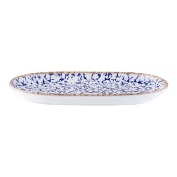 ID Fine Venecia Blue Fine China Oval Platter 13 x 8.4 Inch - Set of 6 pcs