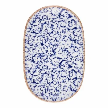 ID Fine Venecia Blue Fine China Oval Platter 11.2 x 7.2 Inch - Set of 6 pcs