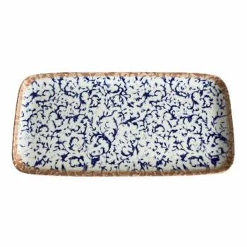 ID Fine Venecia Blue Fine China Rectangular Platter 13.5 x 6.4 Inch - Set of 6 pcs