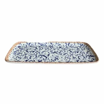 ID Fine Venecia Blue Fine China Rectangular Platter 13.5 x 6.4 Inch - Set of 6 pcs