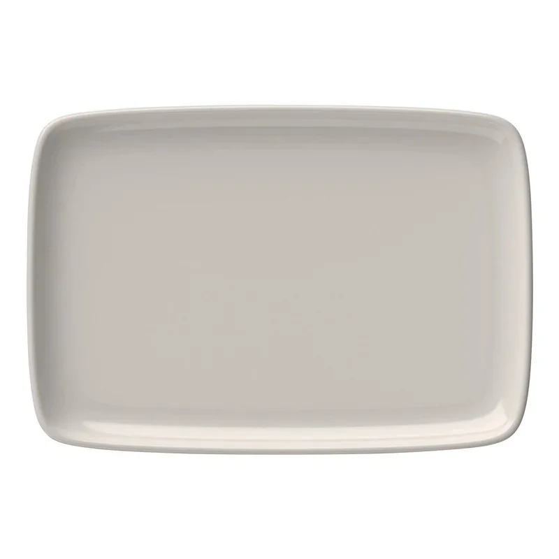 ID Fine Quadro White Fine China Rectangular Platter 13.2 x 9.1 Inch - Set of 6 pcs