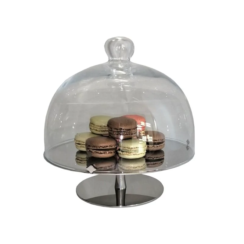 Polished Stand In Stainless Steel With Glass Dome - Dia: 28 cm H: 28 cm Polished Stand In Stainless Steel With Glass Dome - Dia: 28 cm H: 28 cm